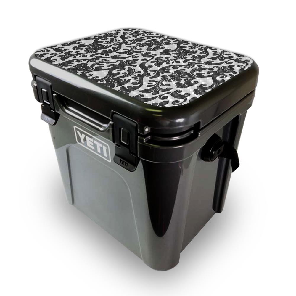 Picture of MightySkins YEROA24LID-Black Damask Skin for Yeti Roadie 24 Hard Cooler Lid - Black Damask