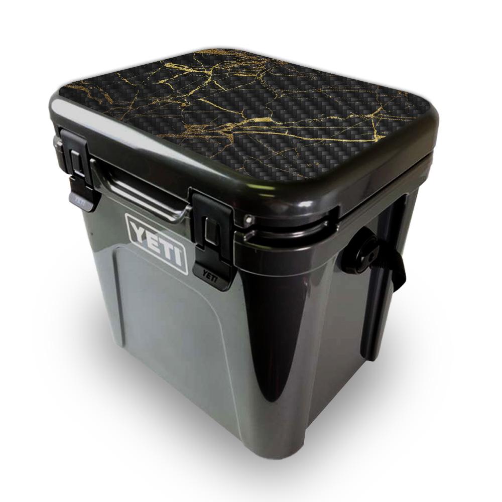 Picture of MightySkins YEROA24LID-Black Gold Marble Skin for Yeti Roadie 24 Hard Cooler Lid - Black Gold Marble