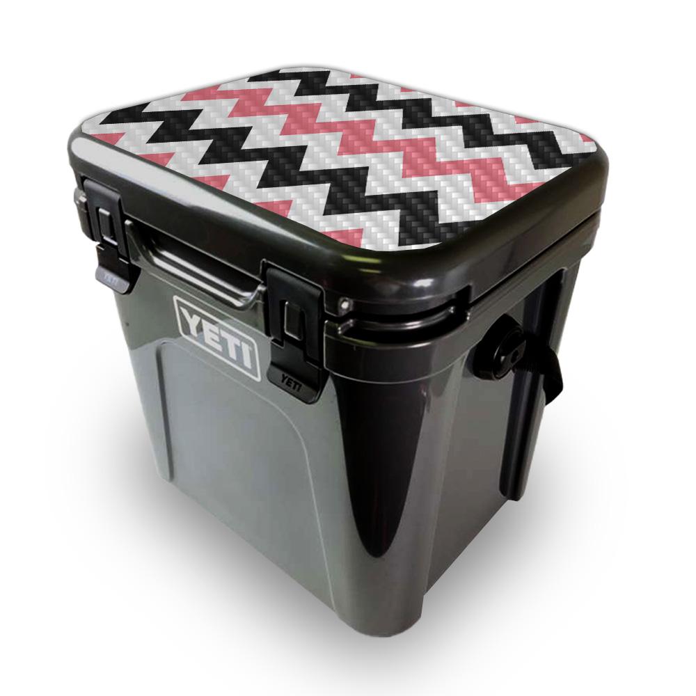 YEROA24LID-Black Pink Chevron Skin for Yeti Roadie 24 Hard Cooler Lid - Black Pink Chevron -  MightySkins