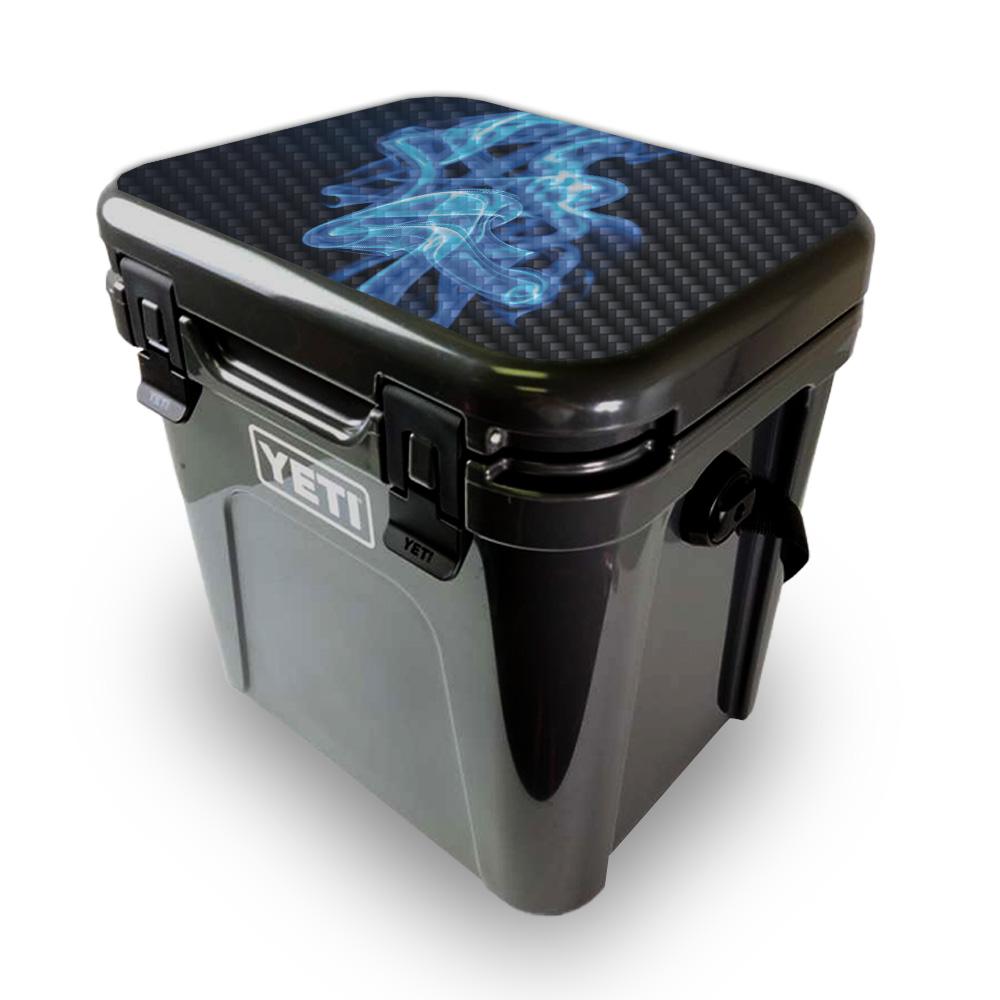 Picture of MightySkins YEROA24LID-Blue Flames Skin for Yeti Roadie 24 Hard Cooler Lid - Blue Flames