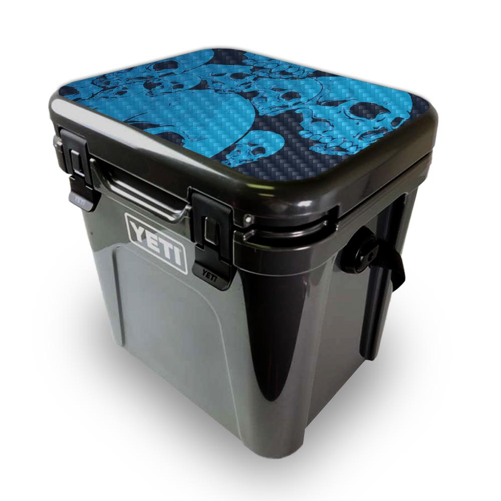 Picture of MightySkins YEROA24LID-Blue Skulls Skin for Yeti Roadie 24 Hard Cooler Lid - Blue Skulls