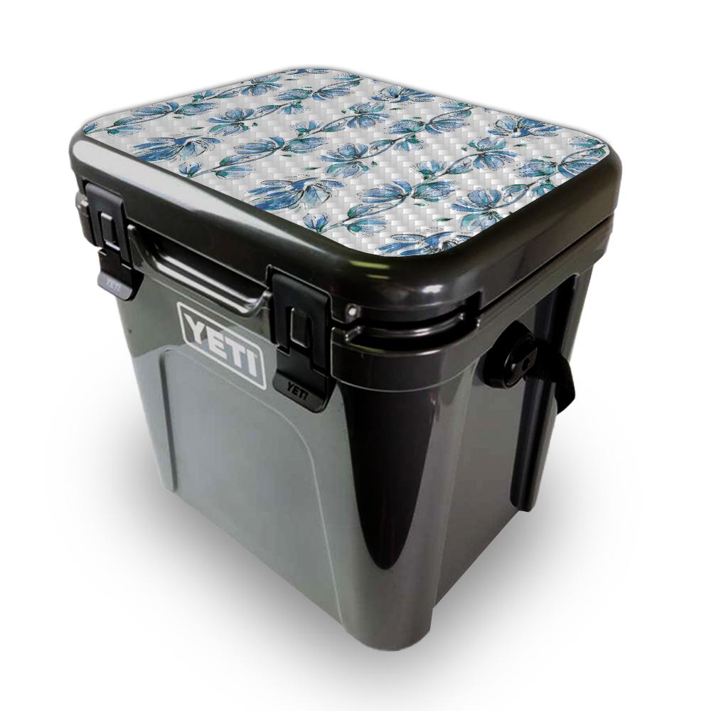 Picture of MightySkins YEROA24LID-Blue Vines Skin for Yeti Roadie 24 Hard Cooler Lid - Blue Vines