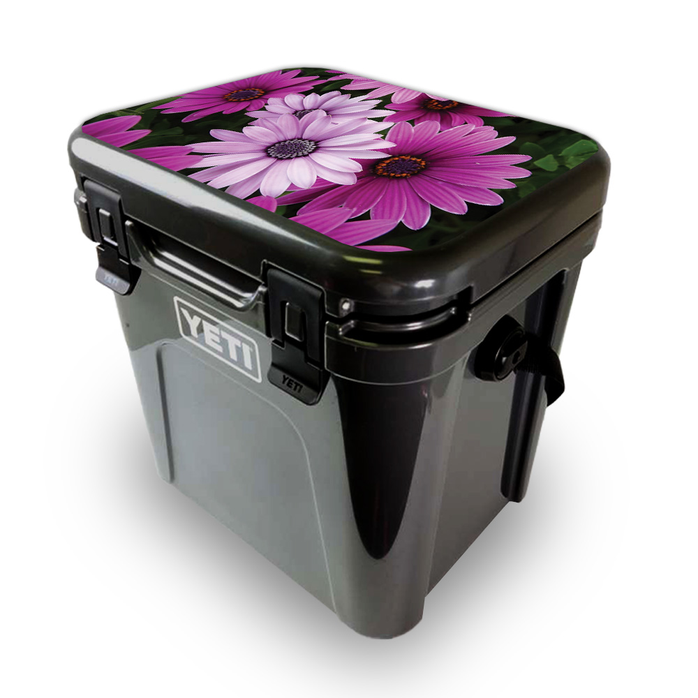 Picture of MightySkins YEROA24LID-Purple Flowers Skin for Yeti Roadie 24 Hard Cooler Lid - Purple Flowers