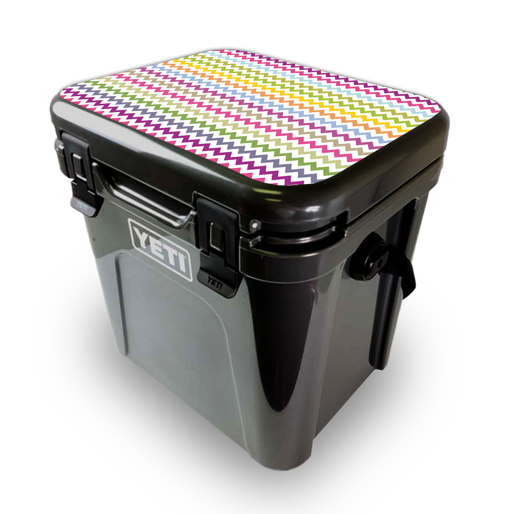Picture of MightySkins YEROA24LID-Rainbow Chevron Skin for Yeti Roadie 24 Hard Cooler Lid - Rainbow Chevron