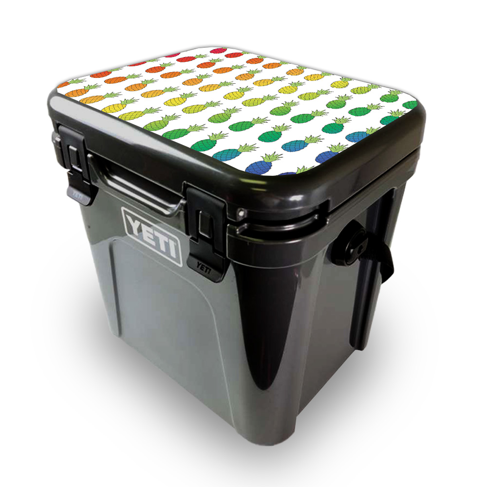 Picture of MightySkins YEROA24LID-Rainbow Pineapples Skin for Yeti Roadie 24 Hard Cooler Lid - Rainbow Pineapples
