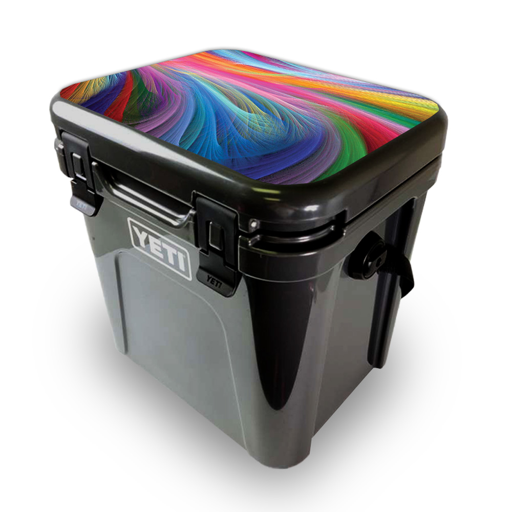 Picture of MightySkins YEROA24LID-Rainbow Waves Skin for Yeti Roadie 24 Hard Cooler Lid - Rainbow Waves