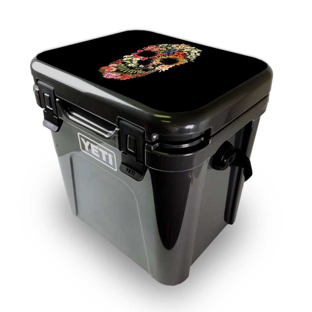 Picture of MightySkins YEROA24LID-Floral Skull Skin for Yeti Roadie 24 Hard Cooler Lid - Floral Skull