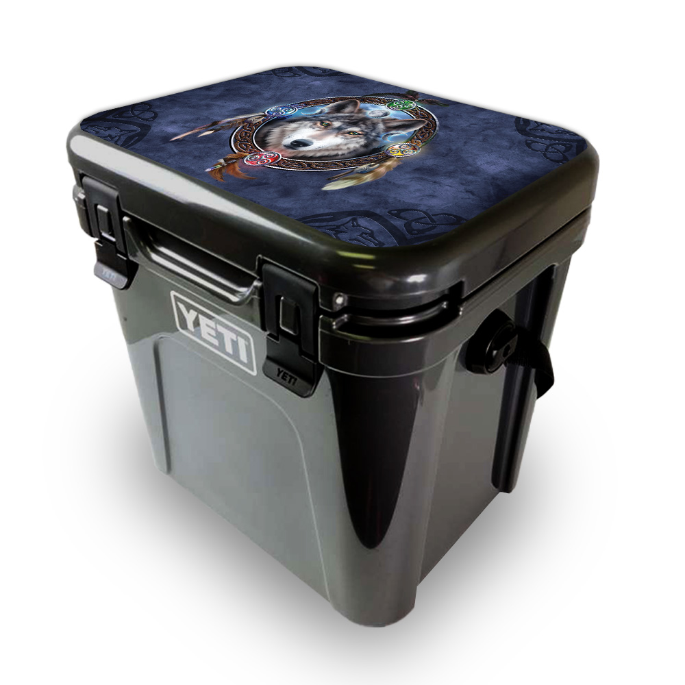Picture of MightySkins YEROA24LID-Wolf Dreamcatcher Skin for Yeti Roadie 24 Hard Cooler Lid - Wolf Dreamcatcher