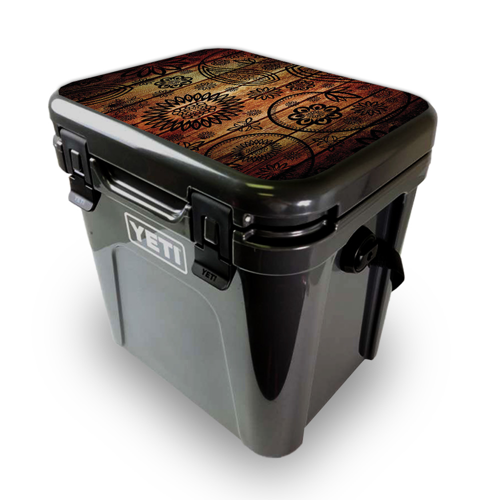Picture of MightySkins YEROA24LID-Wooden Floral Skin for Yeti Roadie 24 Hard Cooler Lid - Wooden Floral