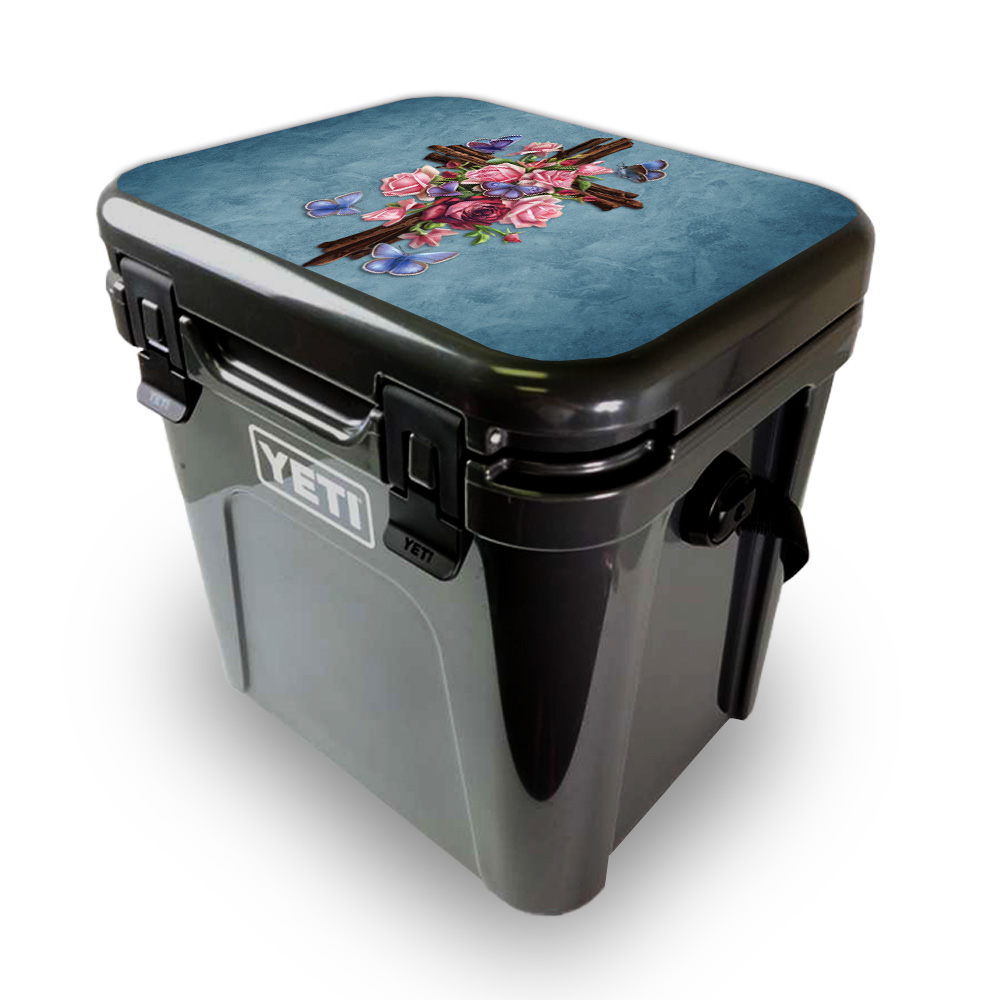 Picture of MightySkins YEROA24LID-Rose Cross Skin for Yeti Roadie 24 Hard Cooler Lid - Rose Cross