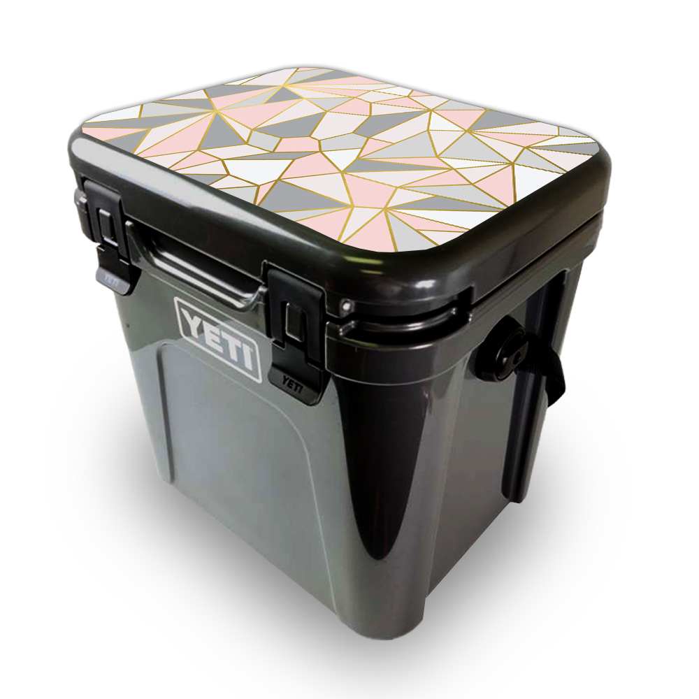 Picture of MightySkins YEROA24LID-Rose Gold Polygon Skin for Yeti Roadie 24 Hard Cooler Lid - Rose Gold Polygon