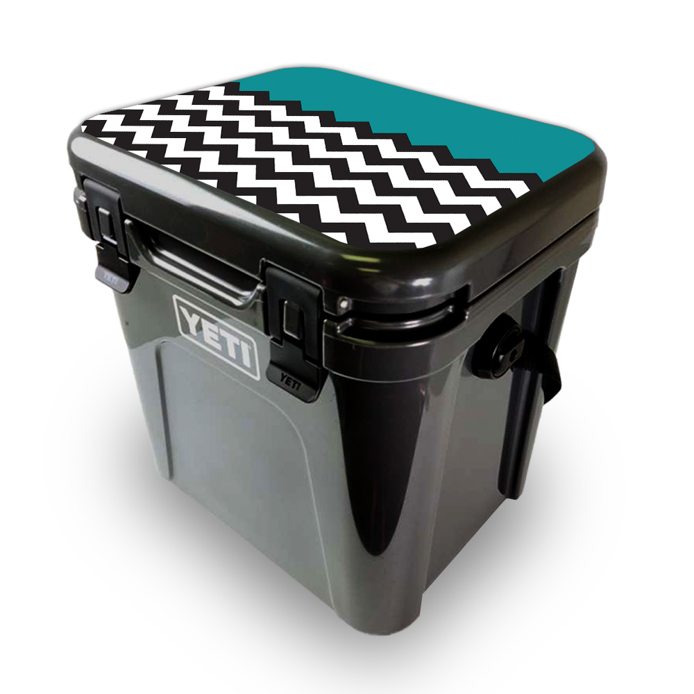 Picture of MightySkins YEROA24LID-Teal Chevron Skin for Yeti Roadie 24 Hard Cooler Lid - Teal Chevron