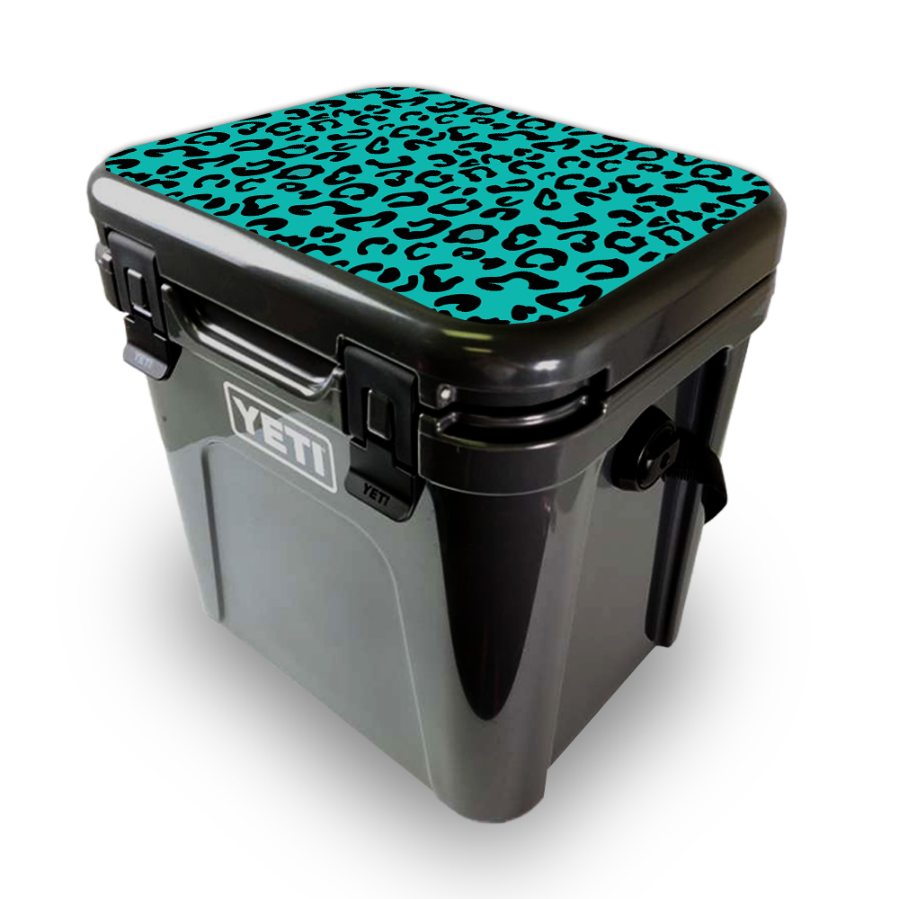 Picture of MightySkins YEROA24LID-Teal Leopard Skin for Yeti Roadie 24 Hard Cooler Lid - Teal Leopard