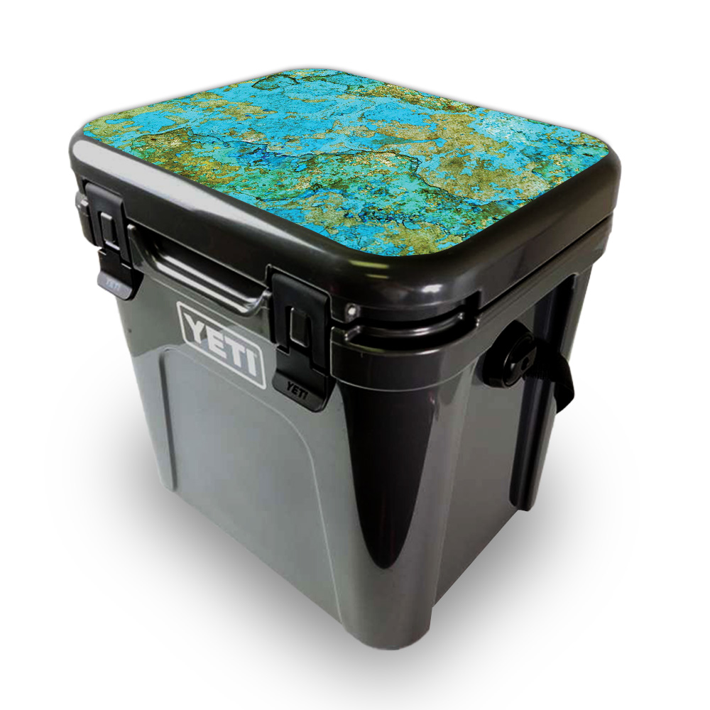 Picture of MightySkins YEROA24LID-Teal Marble Skin for Yeti Roadie 24 Hard Cooler Lid - Teal Marble