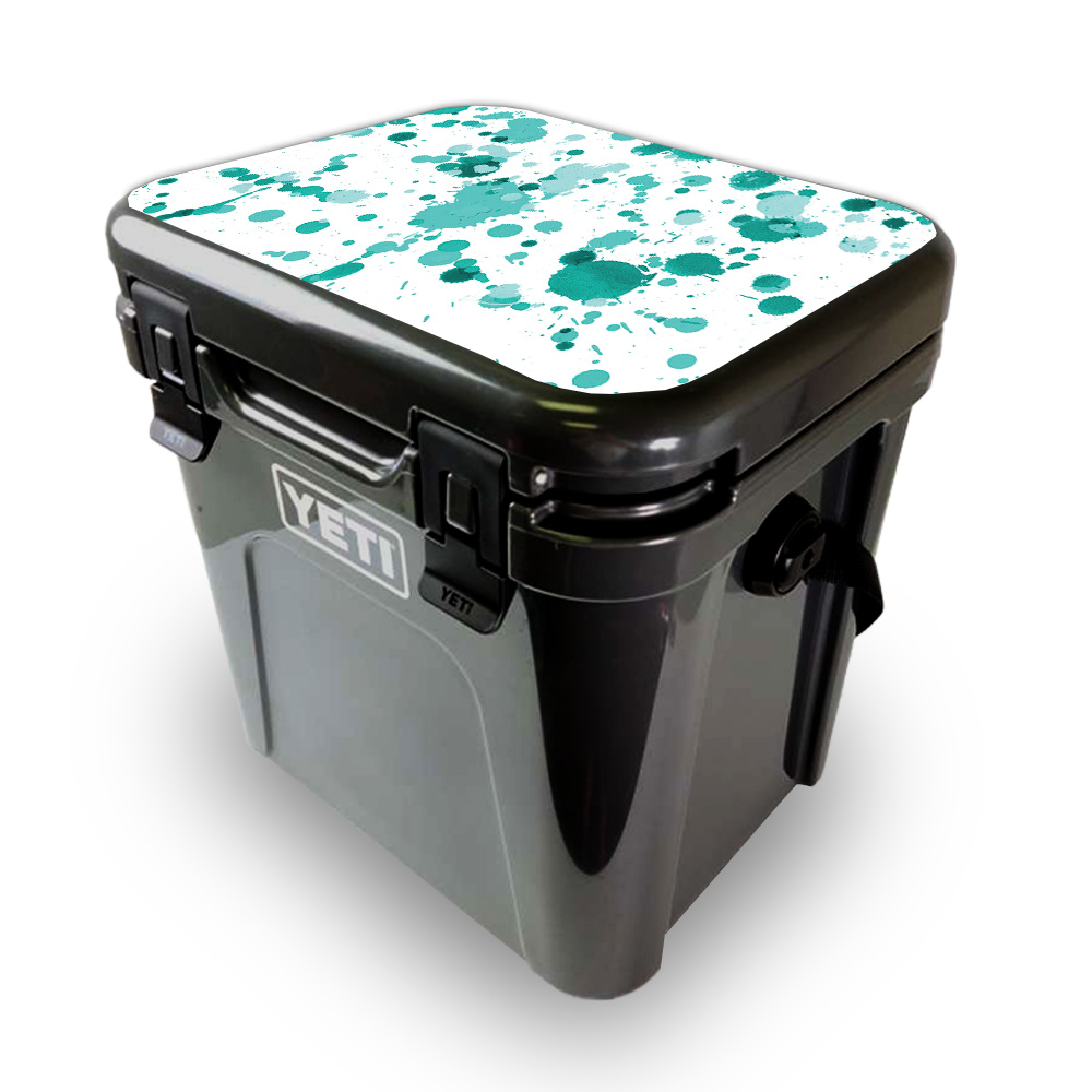 Picture of MightySkins YEROA24LID-Teal Splatter Skin for Yeti Roadie 24 Hard Cooler Lid - Teal Splatter