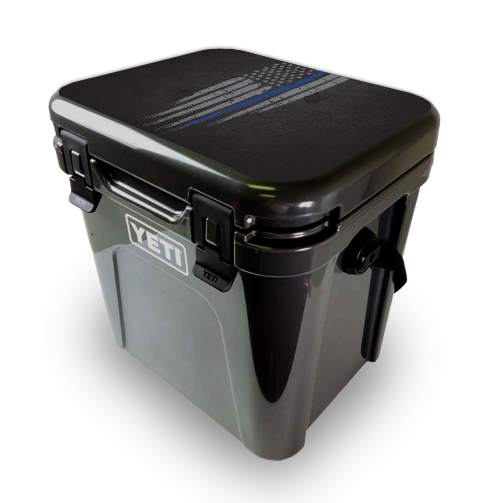 Picture of MightySkins YEROA24LID-Thin Blue Line Skin for Yeti Roadie 24 Hard Cooler Lid - Thin Blue Line