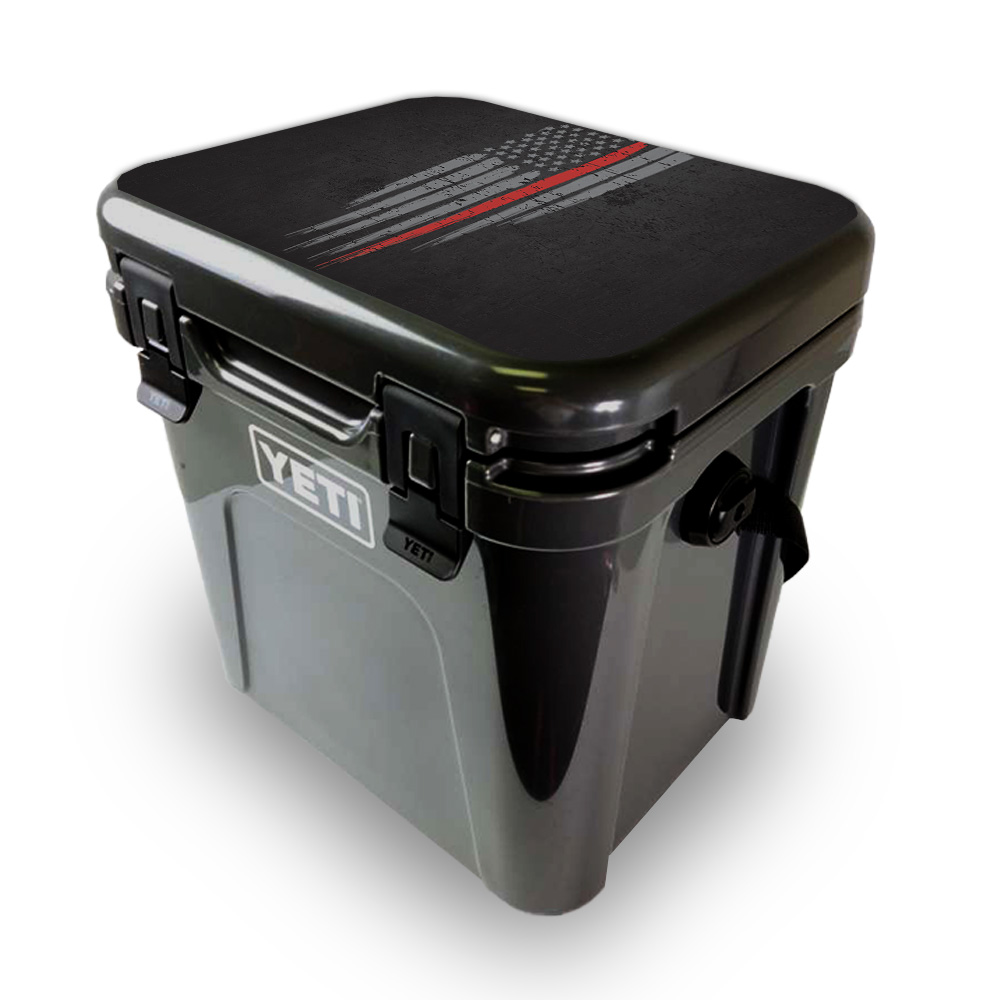 Picture of MightySkins YEROA24LID-Thin Red Line Skin for Yeti Roadie 24 Hard Cooler Lid - Thin Red Line