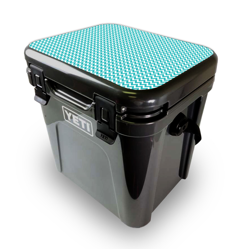 Picture of MightySkins YEROA24LID-Turquoise Chevron Skin for Yeti Roadie 24 Hard Cooler Lid - Turquoise Chevron