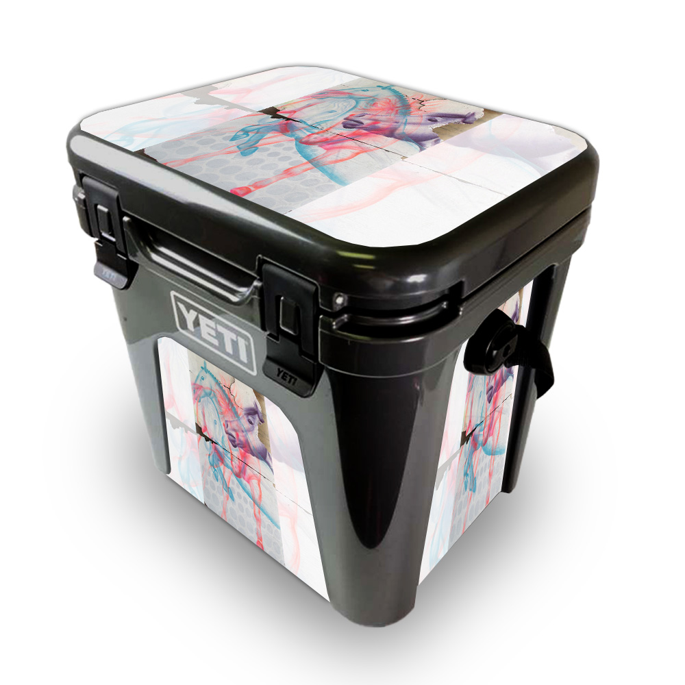 Picture of MightySkins YEROAD24-Damaged Horses Skin for Yeti Roadie 24 Hard Cooler - Damaged Horses