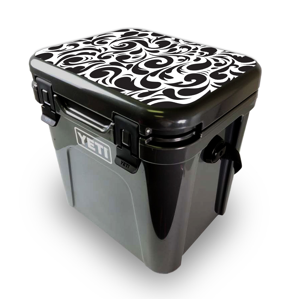 Picture of MightySkins YEROA24LID-Swirly Black Skin for Yeti Roadie 24 Hard Cooler Lid - Swirly Black