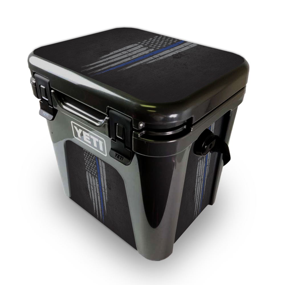 Picture of MightySkins YEROAD24-Thin Blue Line Skin for Yeti Roadie 24 Hard Cooler - Thin Blue Line