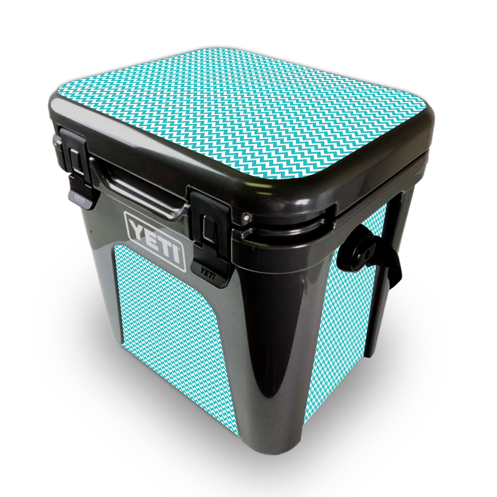Picture of MightySkins YEROAD24-Turquoise Chevron Skin for Yeti Roadie 24 Hard Cooler - Turquoise Chevron