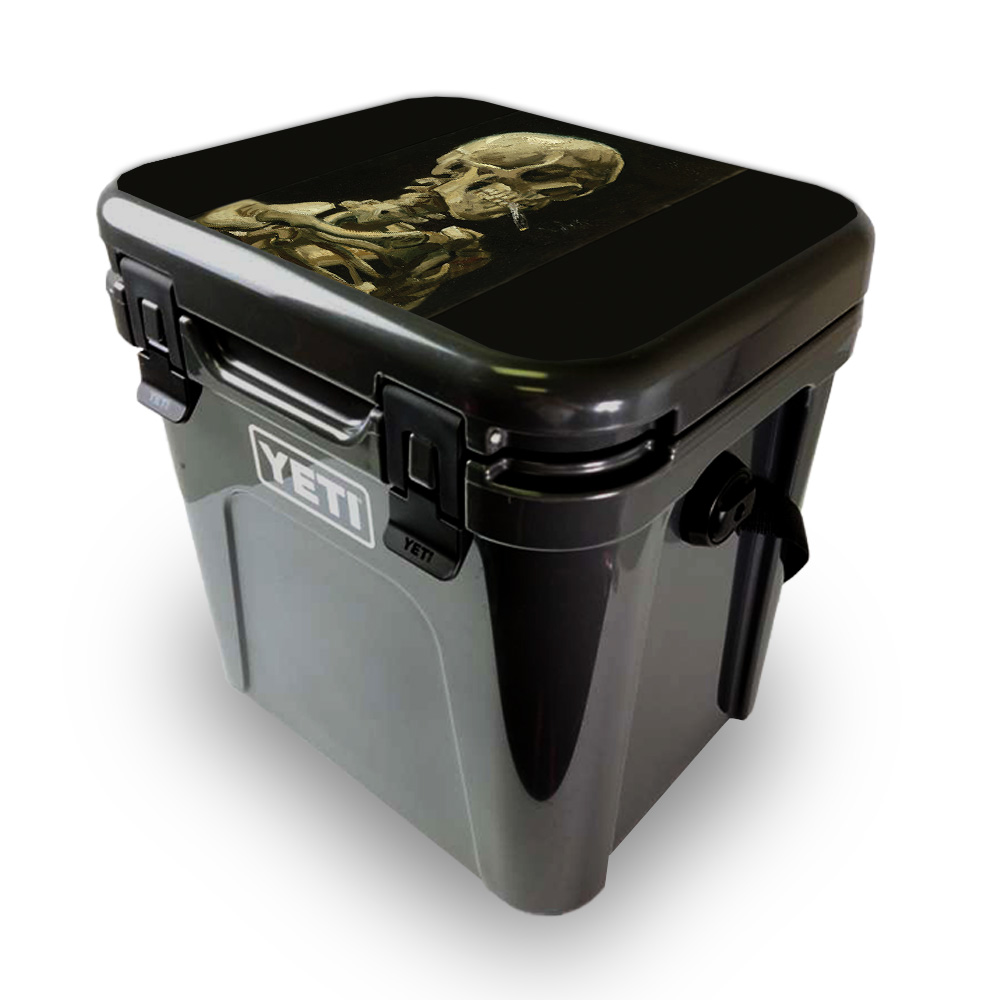 Picture of MightySkins YEROA24LID-Skull With Cigarette Skin for Yeti Roadie 24 Hard Cooler Lid - Skull with Cigarette