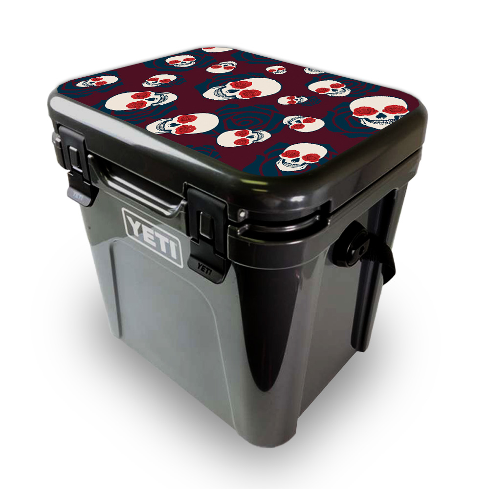 Picture of MightySkins YEROA24LID-Skulls N Roses Skin for Yeti Roadie 24 Hard Cooler Lid - Skulls N Roses