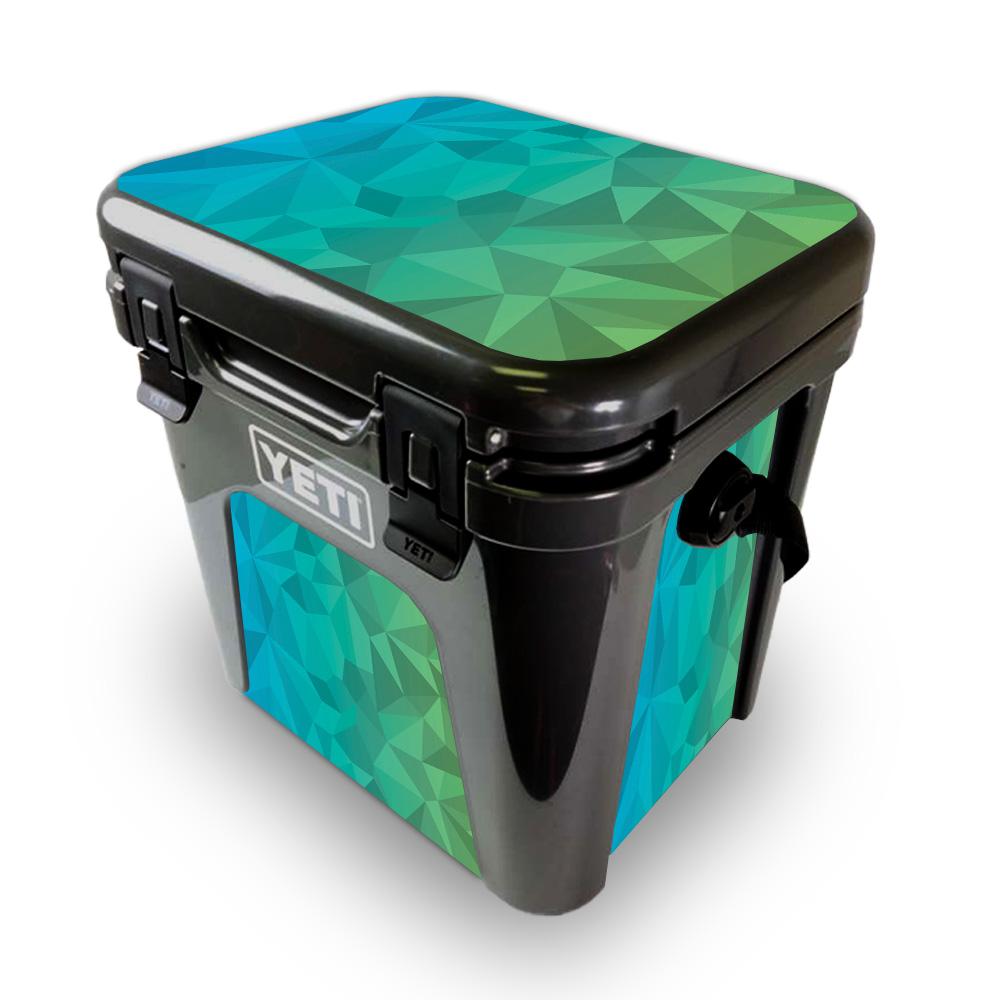 Picture of MightySkins YEROAD24-Blue Green Polygon Skin for Yeti Roadie 24 Hard Cooler - Blue Green Polygon