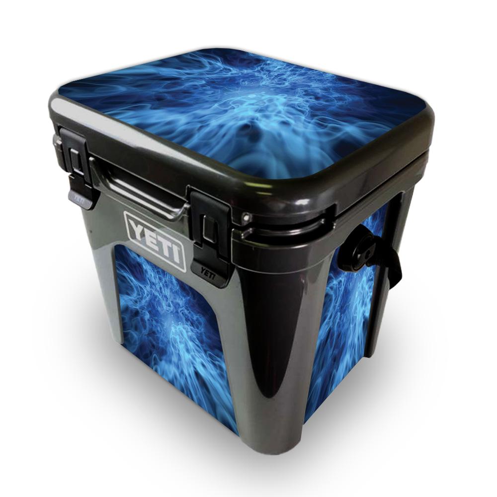 Picture of MightySkins YEROAD24-Blue Mystic Flames Skin for Yeti Roadie 24 Hard Cooler - Blue Mystic Flames