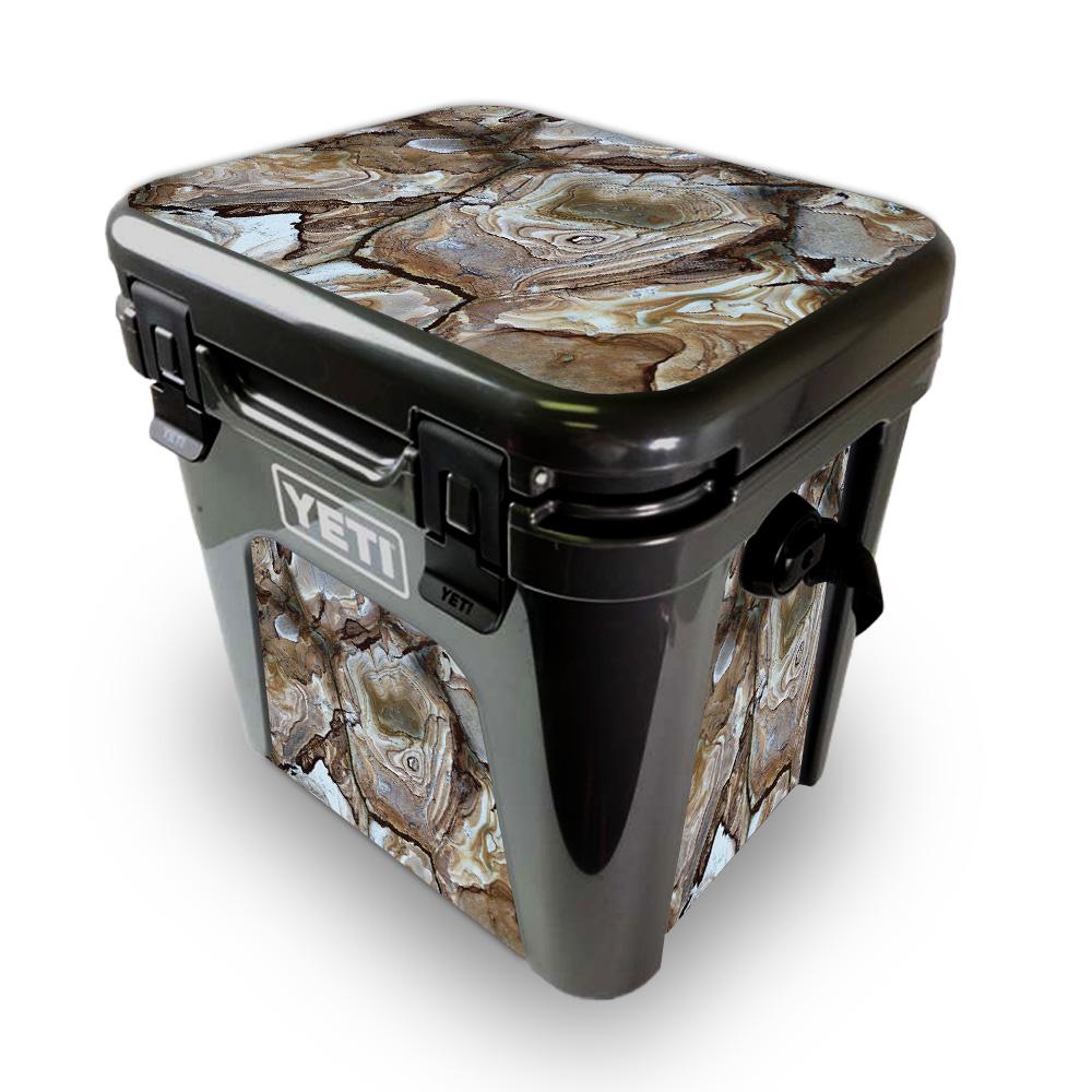 Picture of MightySkins YEROAD24-Brown Marble Skin for Yeti Roadie 24 Hard Cooler - Brown Marble