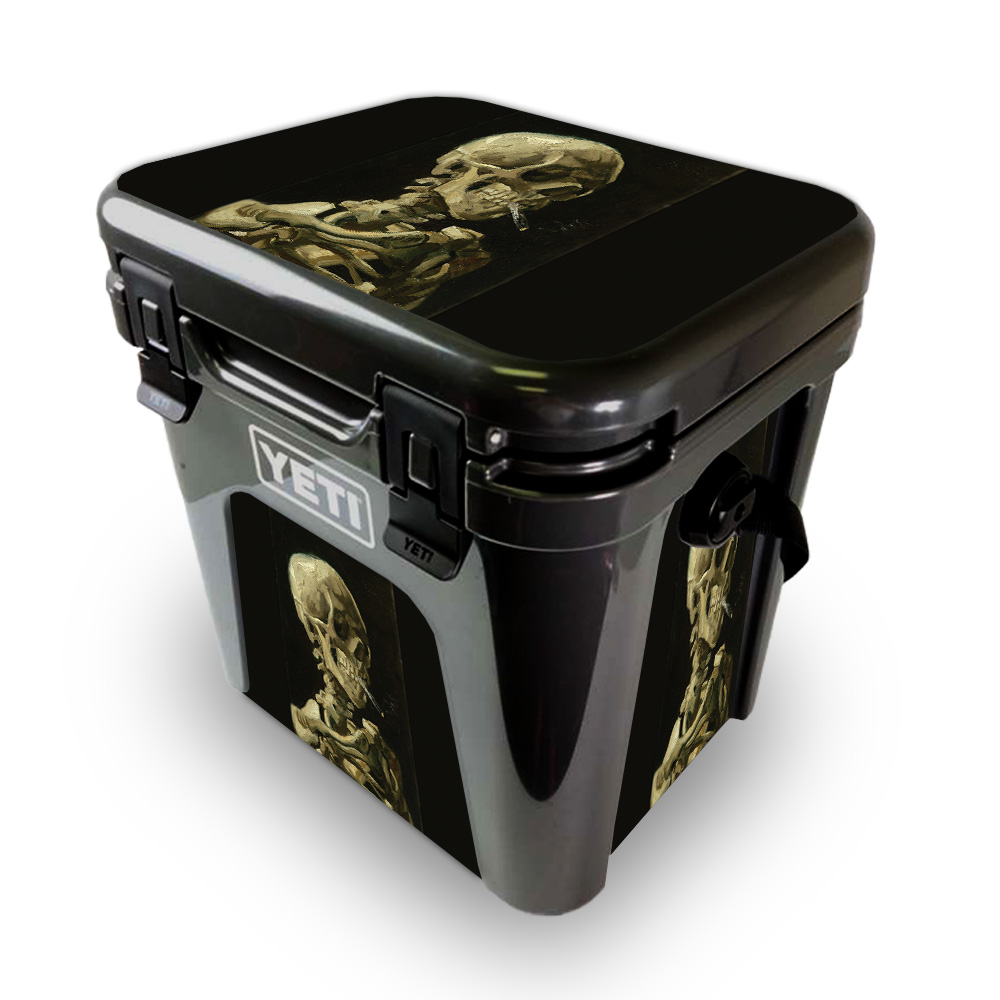 Picture of MightySkins YEROAD24-Skull With Cigarette Skin for Yeti Roadie 24 Hard Cooler - Skull with Cigarette