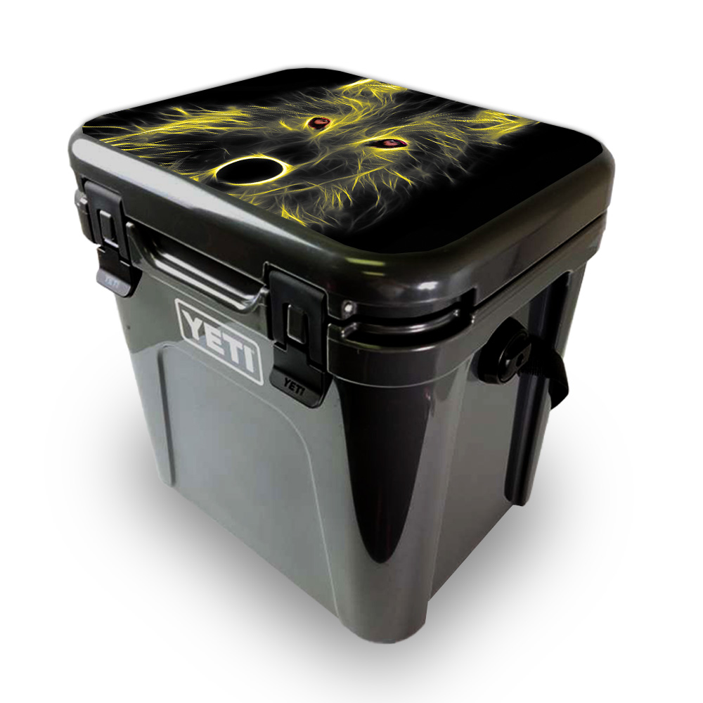 Picture of MightySkins YEROA24LID-Neon Wolf Skin for Yeti Roadie 24 Hard Cooler Lid - Neon Wolf