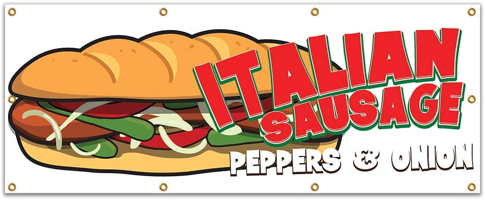 B-96 Italian Sausage19 96 in. Italian Sausage Banner with Concession Stand Food Truck Single Sided -  SignMission