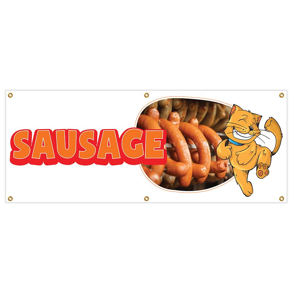 B-72 Sausage 24 x 72 in. Sausage & Heavy Duty 13 oz Vinyl Banner with Grommets Single Sided -  SignMission