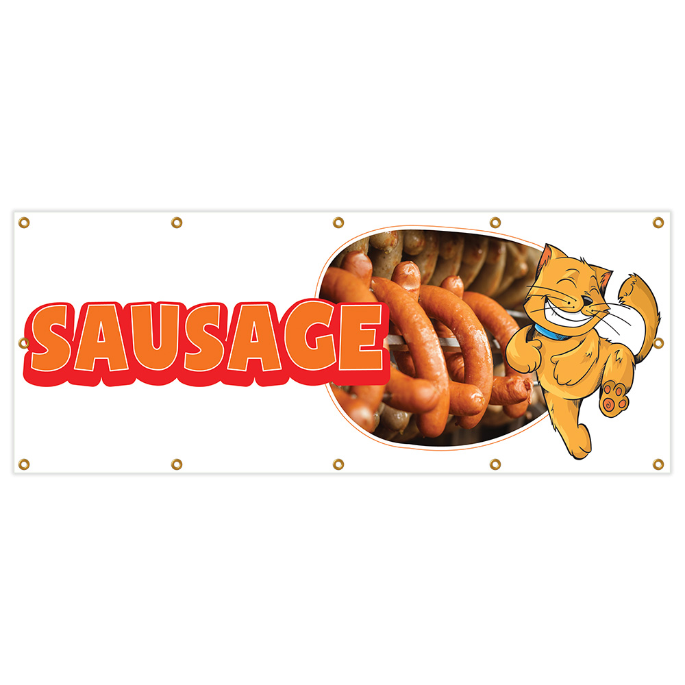 B-120 Sausage 48 x 120 in. Sausage & Heavy Duty 13 oz Vinyl Banner with Grommets Single Sided -  SignMission