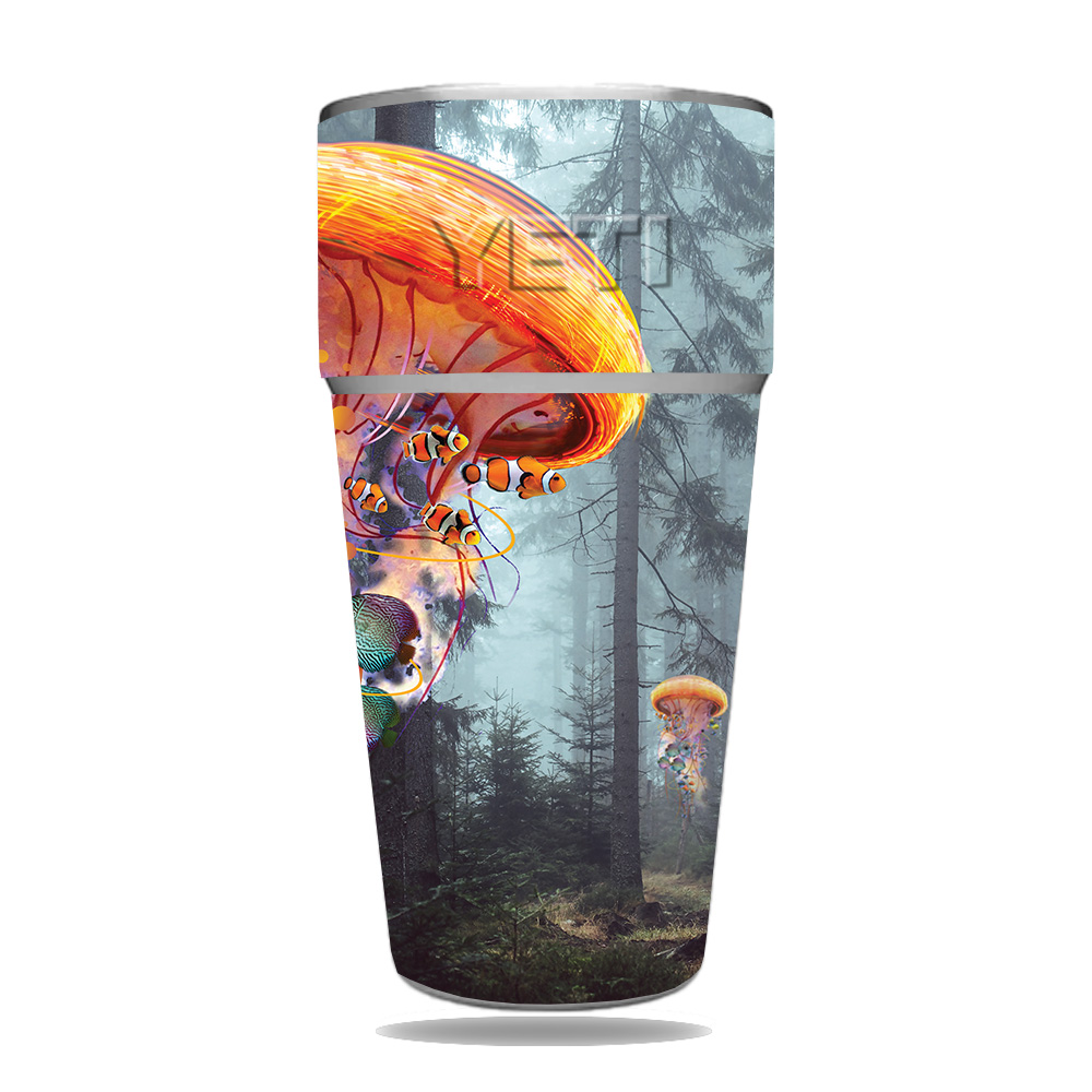 Picture of MightySkins YERAM26SI-Electric Jellyfish Skin for Yeti Rambler 26 oz Stackable Cup - Electric Jellyfish