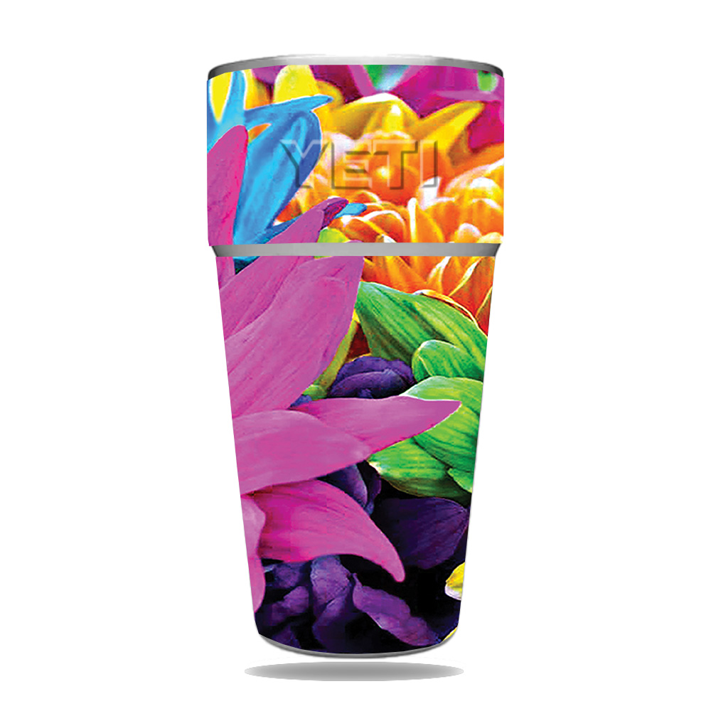 Picture of MightySkins YERAM26SI-Colorful Flowers Skin for Yeti Rambler 26 oz Stackable Cup - Colorful Flowers