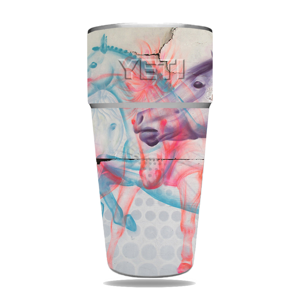 Picture of MightySkins YERAM26SI-Damaged Horses Skin for Yeti Rambler 26 oz Stackable Cup - Damaged Horses