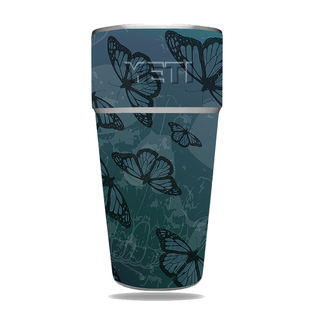 Picture of MightySkins YERAM26SI-Dark Butterfly Skin for Yeti Rambler 26 oz Stackable Cup - Dark Butterfly