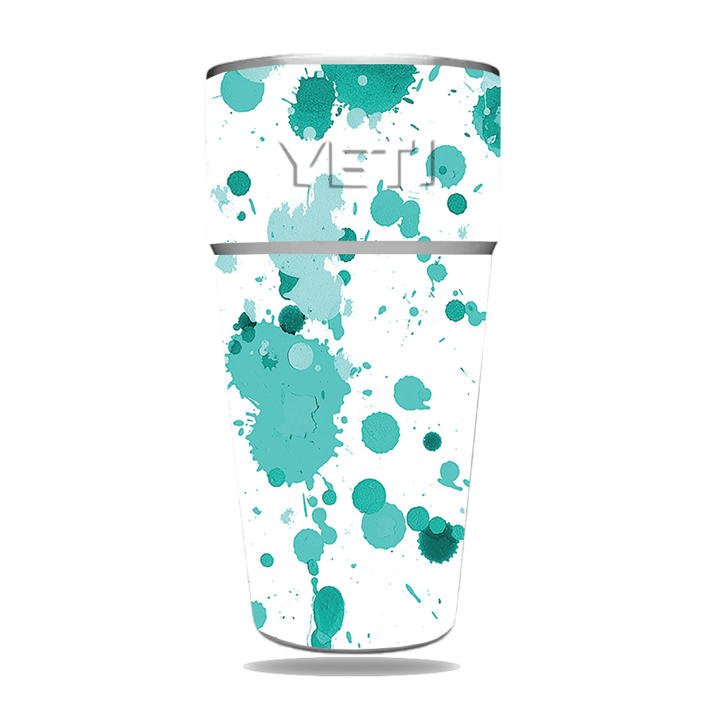 Picture of MightySkins YERAM26SI-Teal Splatter Skin for Yeti Rambler 26 oz Stackable Cup - Teal Splatter