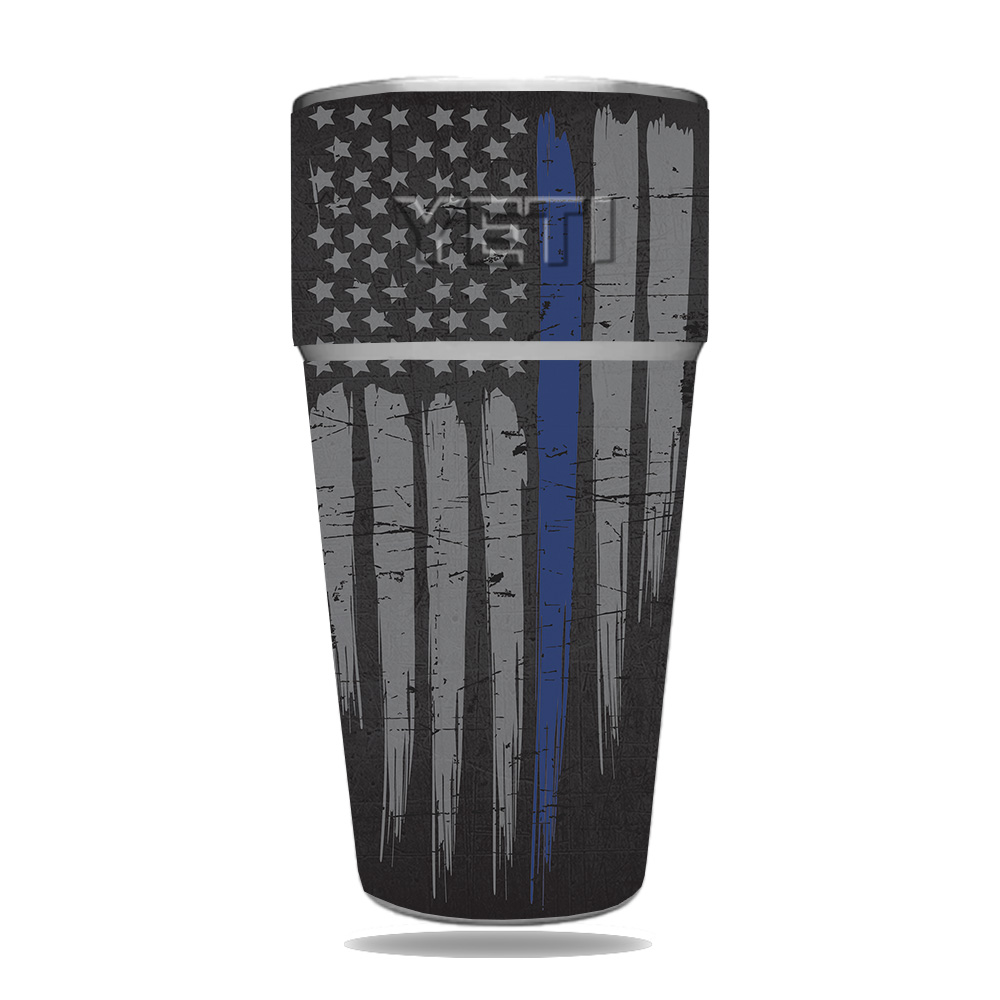 Picture of MightySkins YERAM26SI-Thin Blue Line Skin for Yeti Rambler 26 oz Stackable Cup - Thin Blue Line