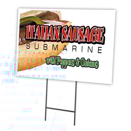 C-1216-DS-Italian Sausage Sub 12 x 16 in. Outdoor Plastic Window Yard Sign & Stake - Italian Sausage Sub -  SignMission