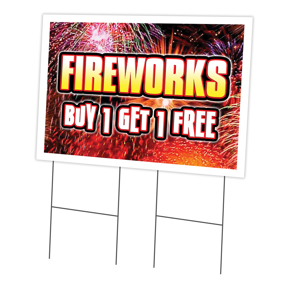 SignMission C-2436-DS-Fireworks Buy 1Get1 Fr