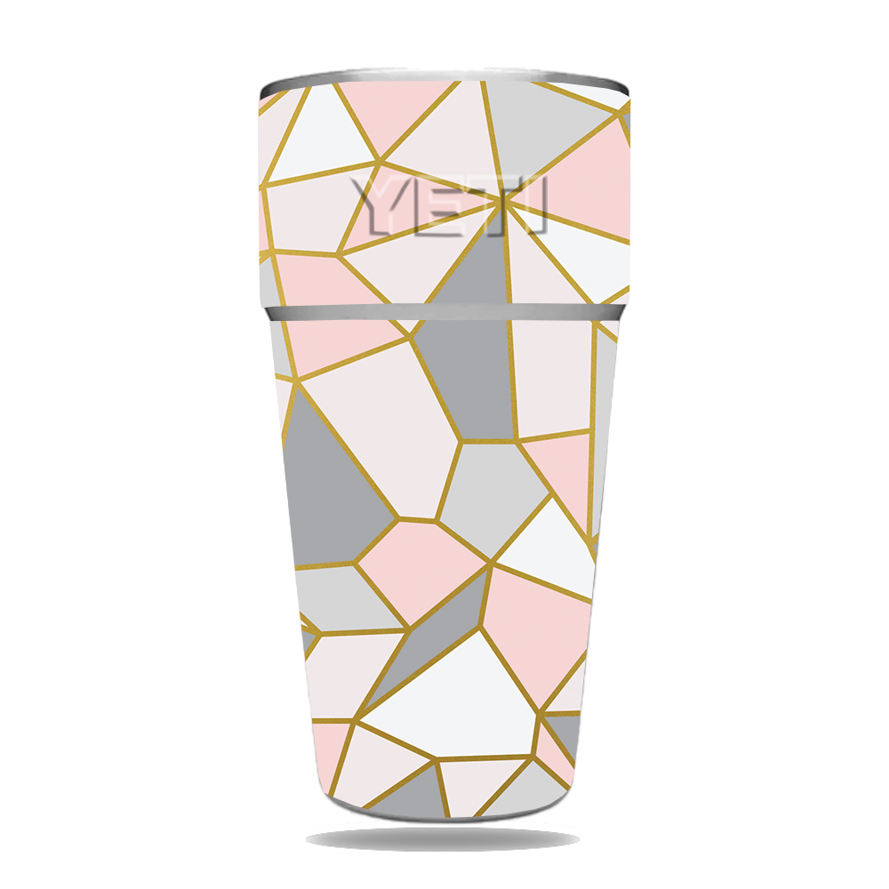 Picture of MightySkins YERAM26SI-Rose Gold Polygon Skin for Yeti Rambler 26 oz Stackable Cup - Rose Gold Polygon