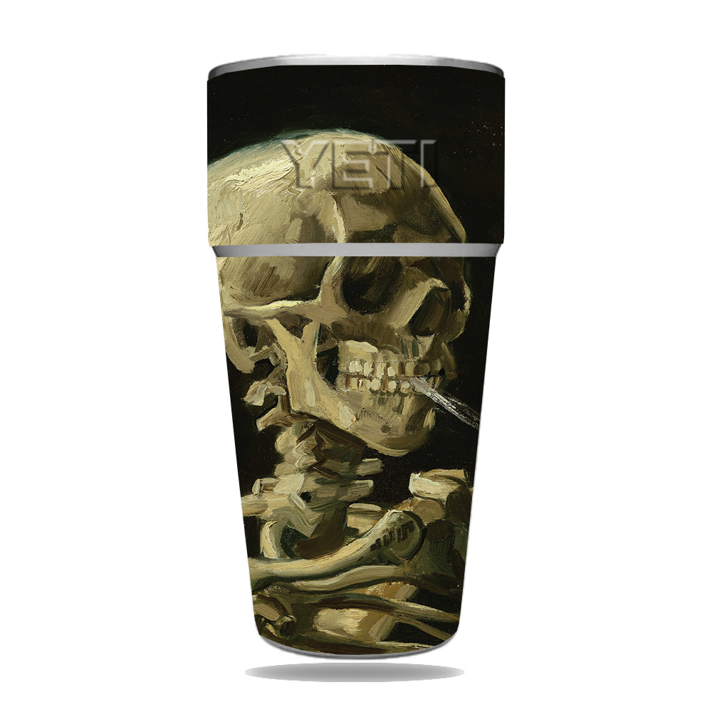 Picture of MightySkins YERAM26SI-Skull With Cigarette Skin for Yeti Rambler 26 oz Stackable Cup - Skull with Cigarette