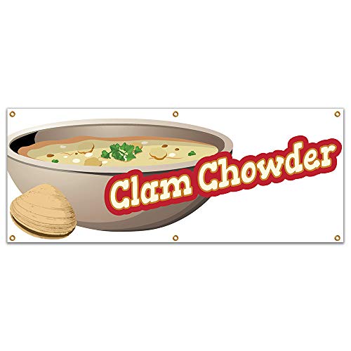 B-72 Clam Chowder19 72 in. Concession Stand Food Truck Single Sided Banner - Clam Chowder -  SignMission
