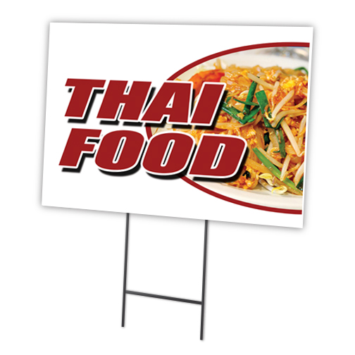 C-1216-DS-Thai Food 12 x 16 in. Yard Sign & Stake - Thai Food -  SignMission