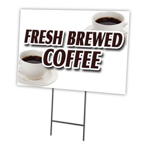 18 x 24 in. Yard Sign & Stake - Fresh Brewed Coffee -  Amistad, AM3871519