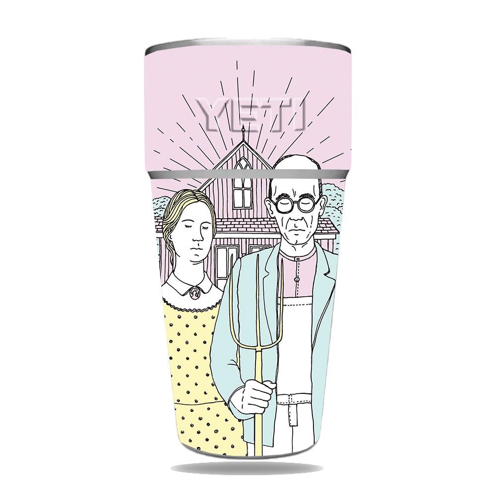 Picture of MightySkins YERAM26SI-American Gothic Pop Skin for Yeti Rambler 26 oz Stackable Cup - American Gothic Pop